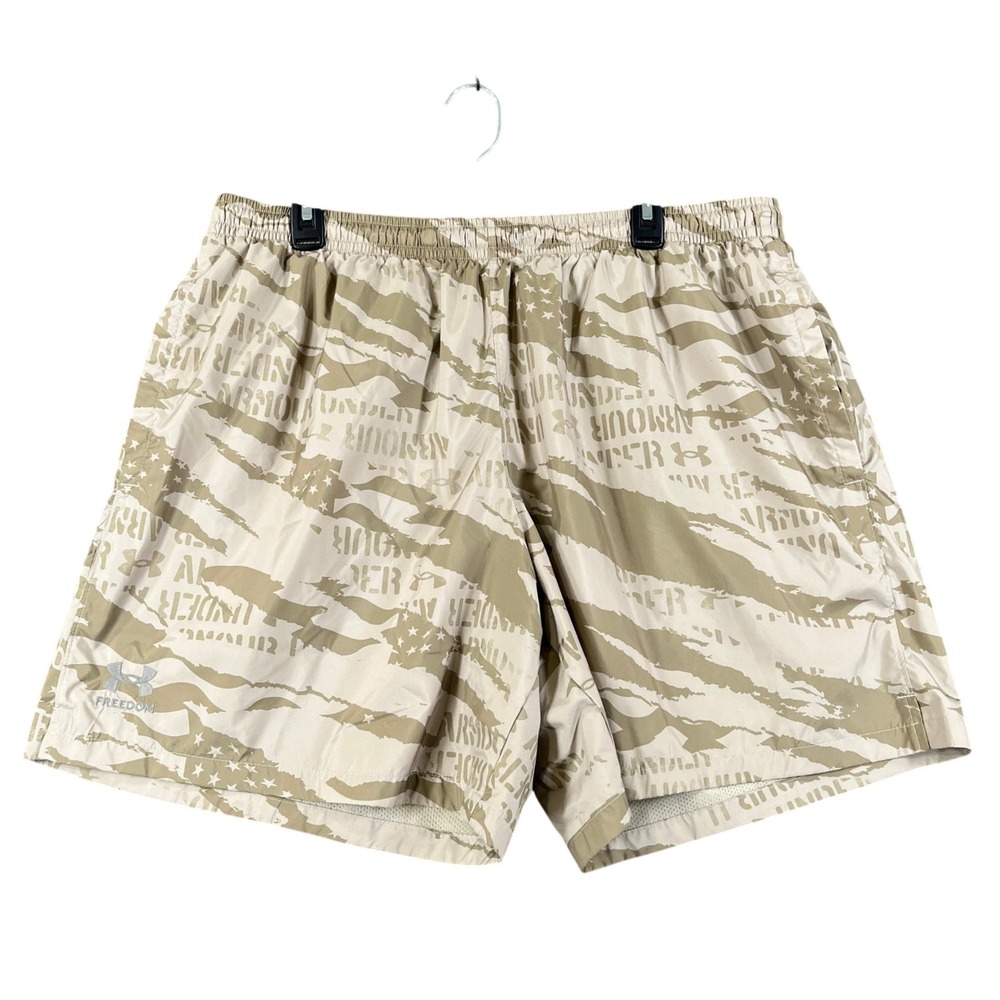 Under Armour Freedom Shorts Mens 2XL Desert Tiger Stripe Camo Mesh Lined